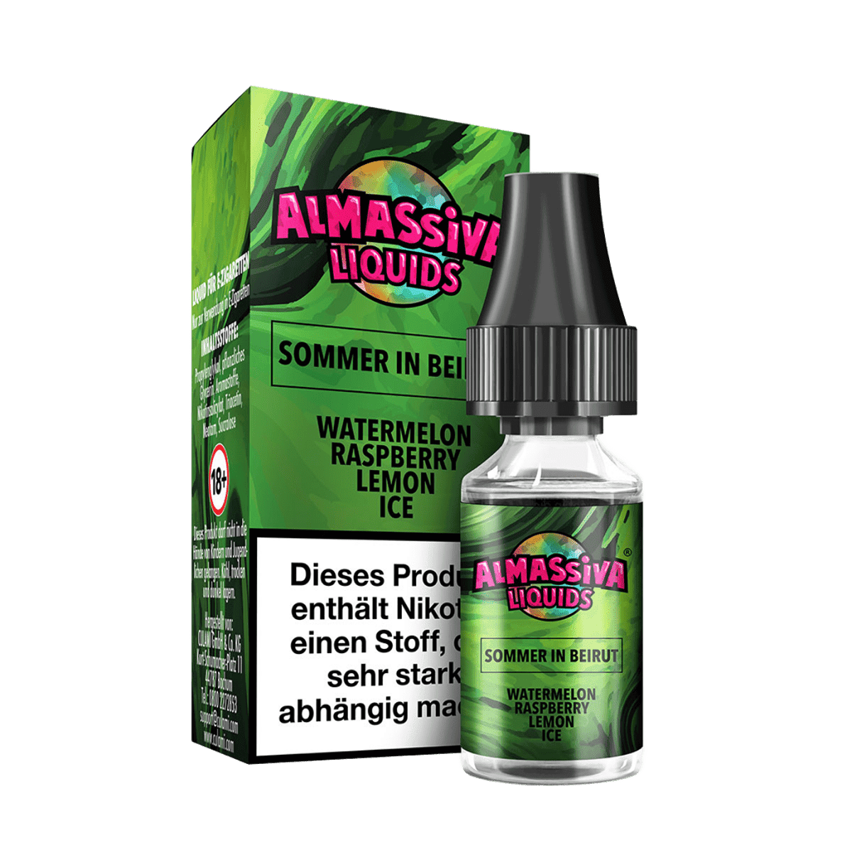 Almassiva Tobacco Almassiva Liquid - Sommer in Beirut (Wassermelone Himbeere Zitrone Menthol) 1% Nikotinsalz Liquid - VAPE DEALER