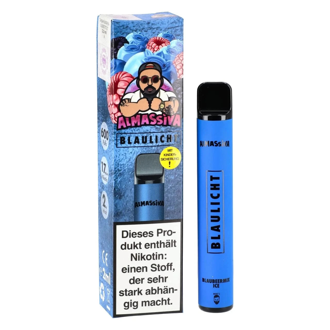 Almassiva Tobacco Almassiva by Massiv - Blaulicht (Blaubeermix Menthol) Einweg - Vape - 4251776101606 - VAPE DEALER