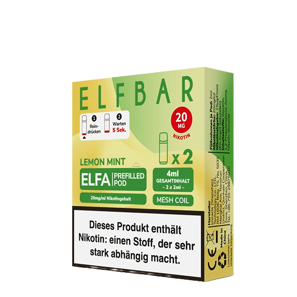 Elf Bar Elfa Pod (2er Set) - Lemon Mint (Zitrone Minze) Einweg Pod - System - 4262445577080 - VAPE DEALER