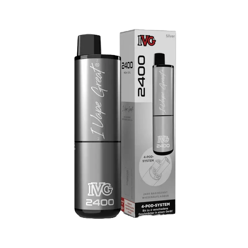 Acme Global IVG 2400 Basisgerät - Silver (Silber) Einweg Pod - System - JK - 9D8Q - HN8Z - VAPE DEALER