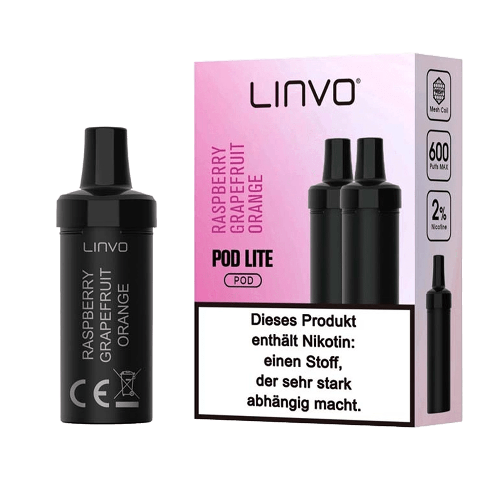 Linvo Pod Lite Pod (2er Set) - Raspberry Grapefruit Orange (Himbeere Pampelmuse Orange) Einweg Pod-System - EAN 6974732007993 - von vape-dealer.de