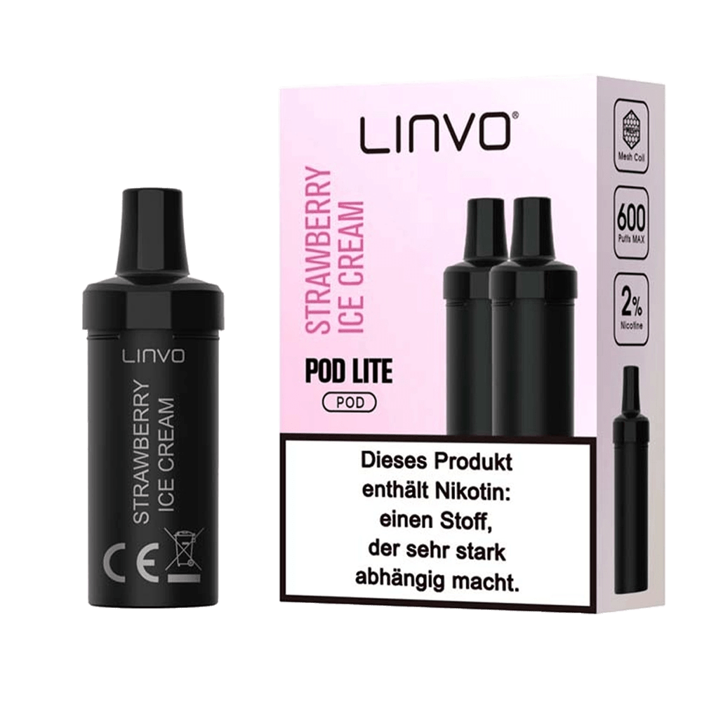 Linvo Pod Lite Pod (2er Set) - Strawberry Ice Cream (Erdbeereis) Einweg Pod-System - EAN 6974732007917 - von vape-dealer.de