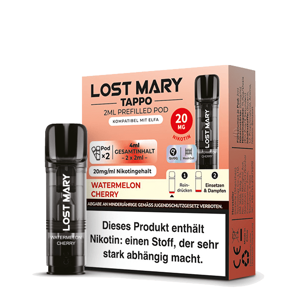 Lost Mary Tappo Pod (2er Set) - Watermelon Cherry (Wassermelone Kirsche) Einweg Pod - System - 4262445571460 - VAPE DEALER