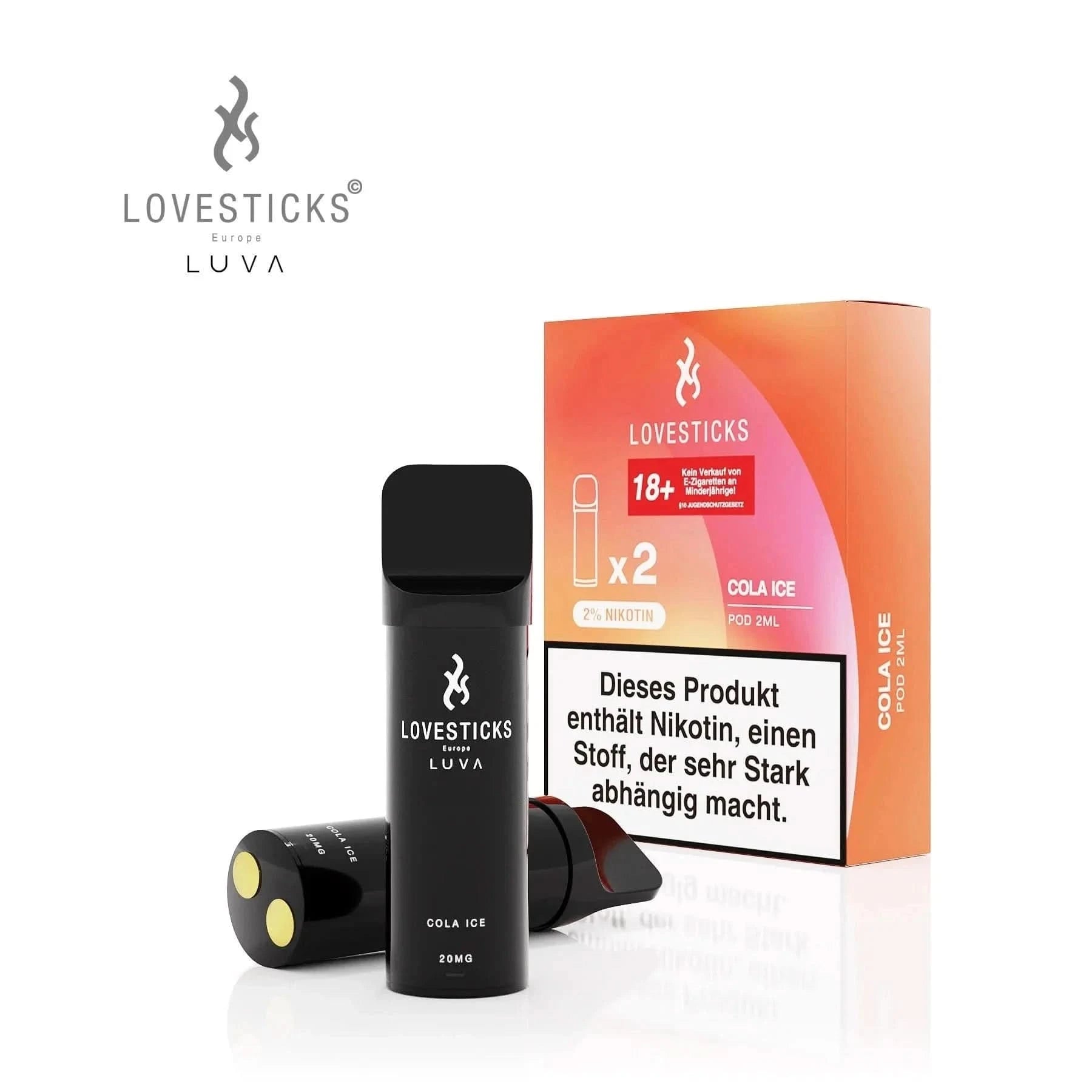 Lovesticks Luva Pod (2er Set) - Cola Ice (Cola Menthol) Einweg Pod - System - 9504624318899 - VAPE DEALER