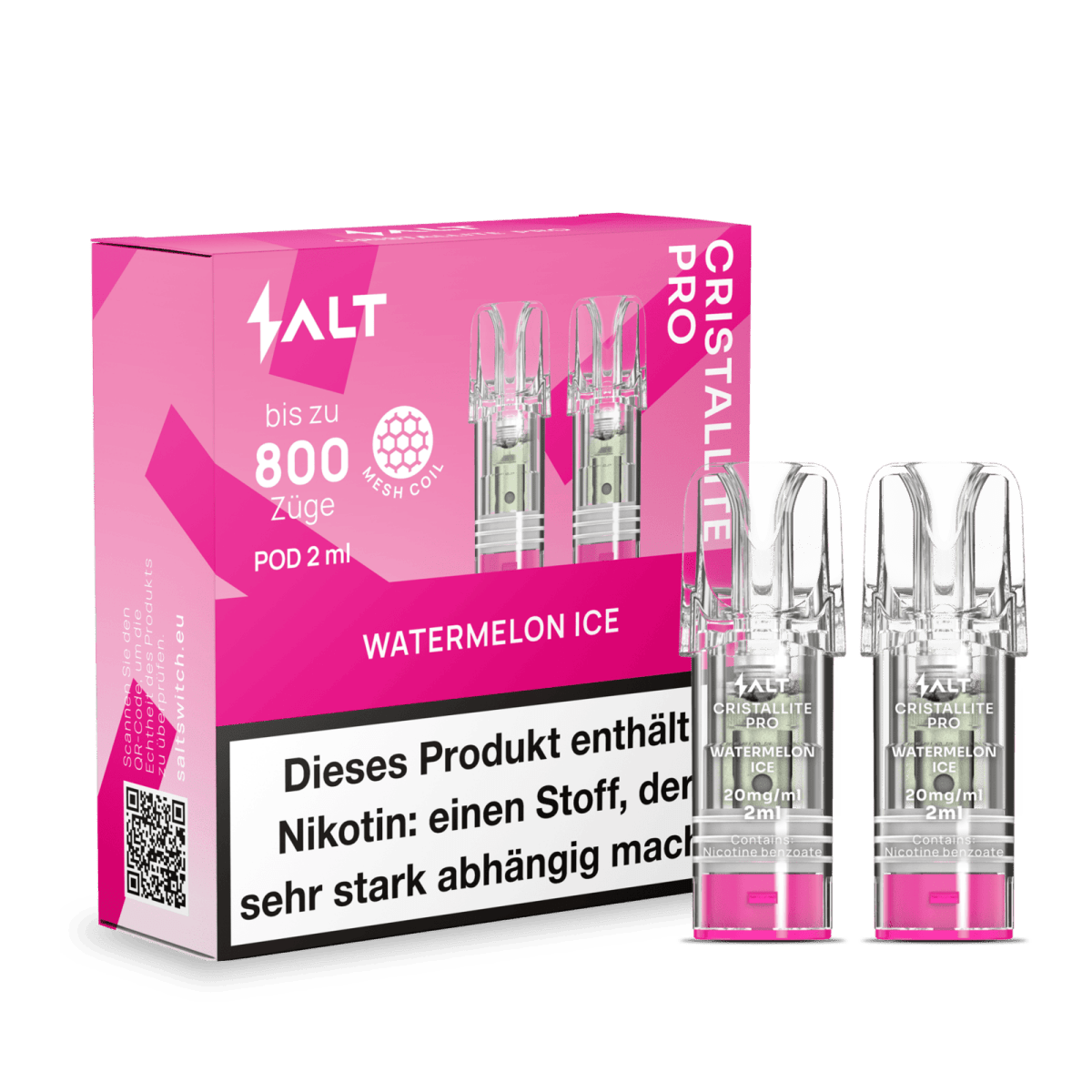 Salt Cristallite Pro Pod (2er Set) - Watermelon Ice (Wassermelone Menthol) Einweg Pod - System - 4752242032627 - VAPE DEALER