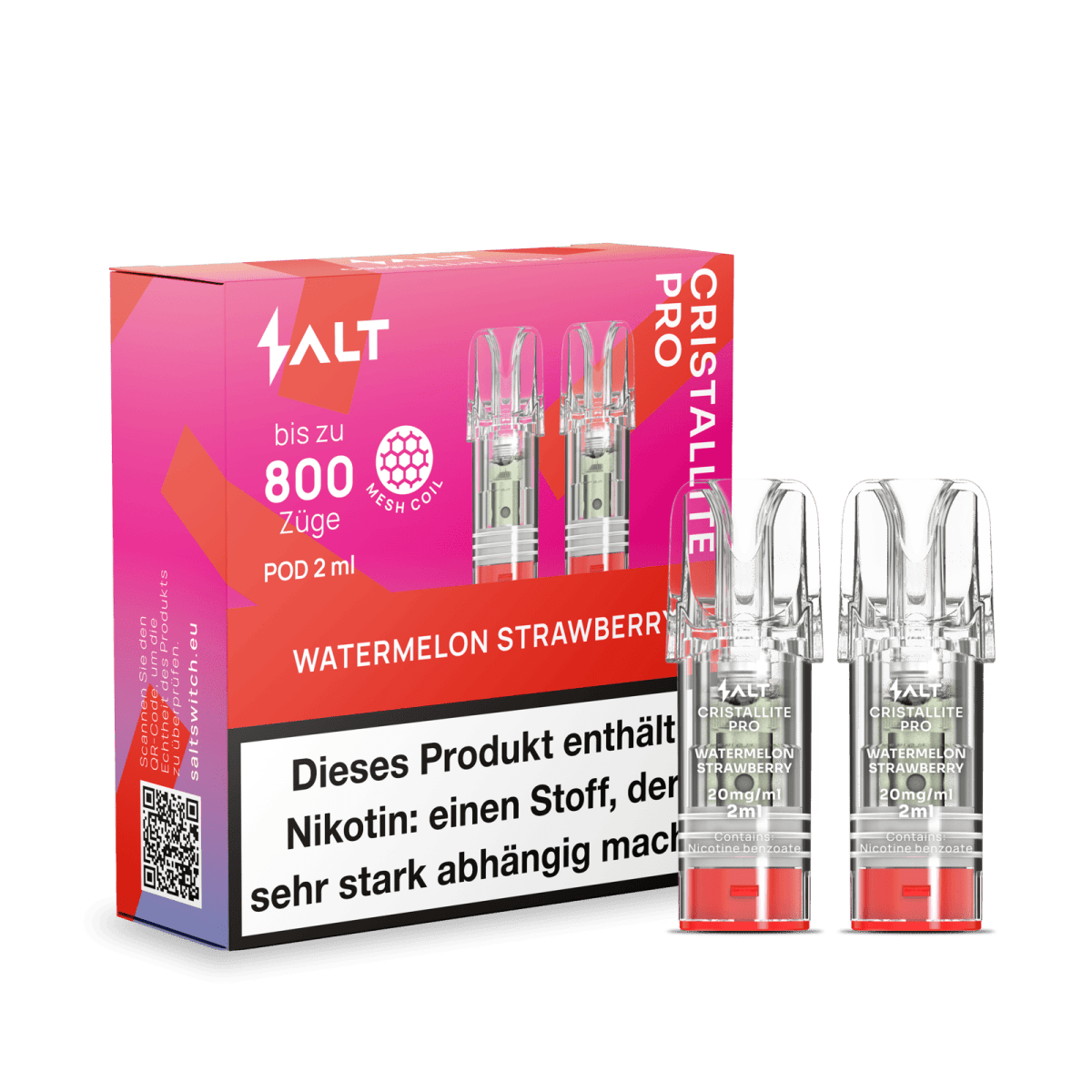 Salt Cristallite Pro Pod (2er Set) - Watermelon Strawberry (Wassermelone Erdbeere) Einweg Pod - System - 4752242032634 - VAPE DEALER