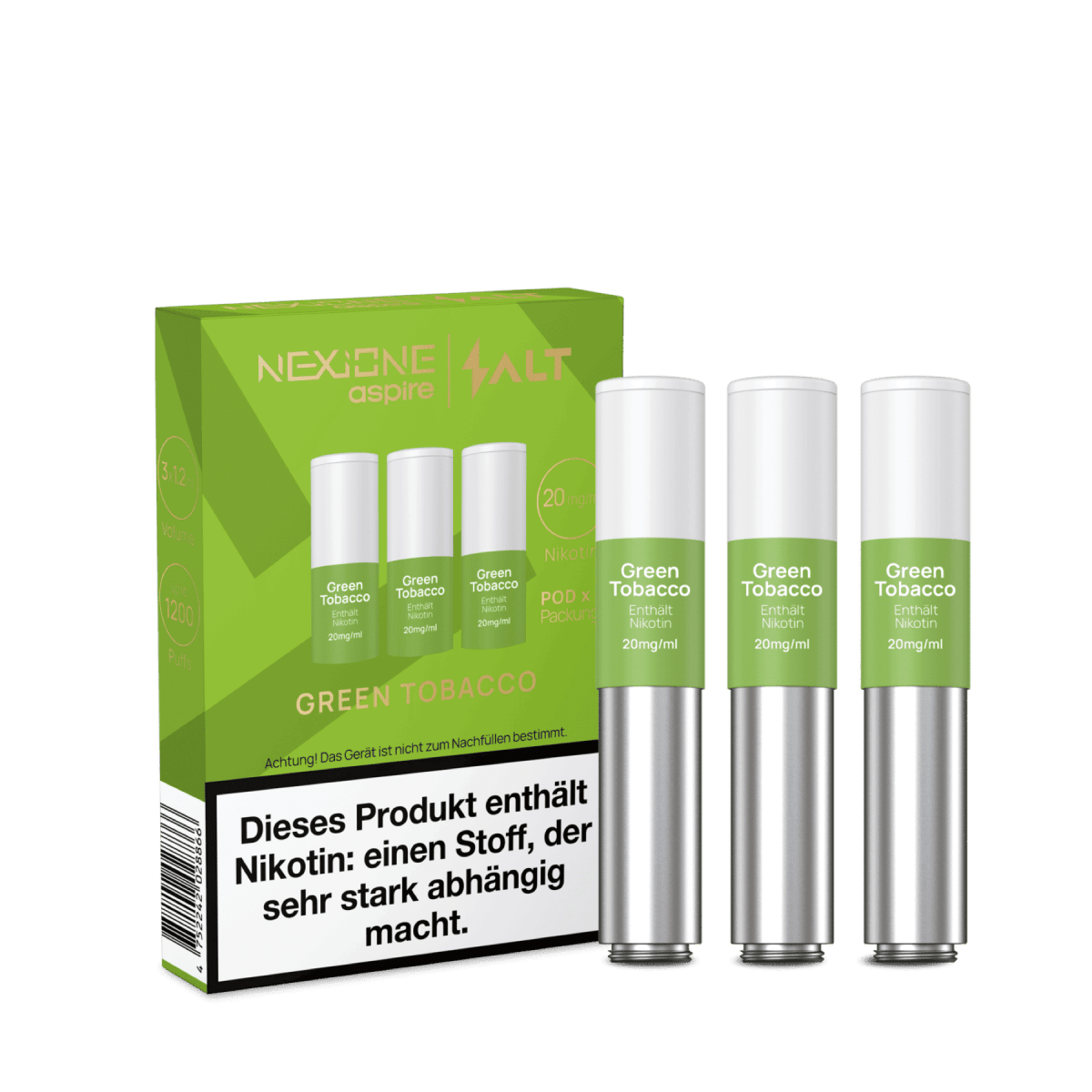 Salt Nexione Pod (3er Set) - Green Tobacco (Apfel Tabak) Einweg Pod - System - 4752242028866 - VAPE DEALER