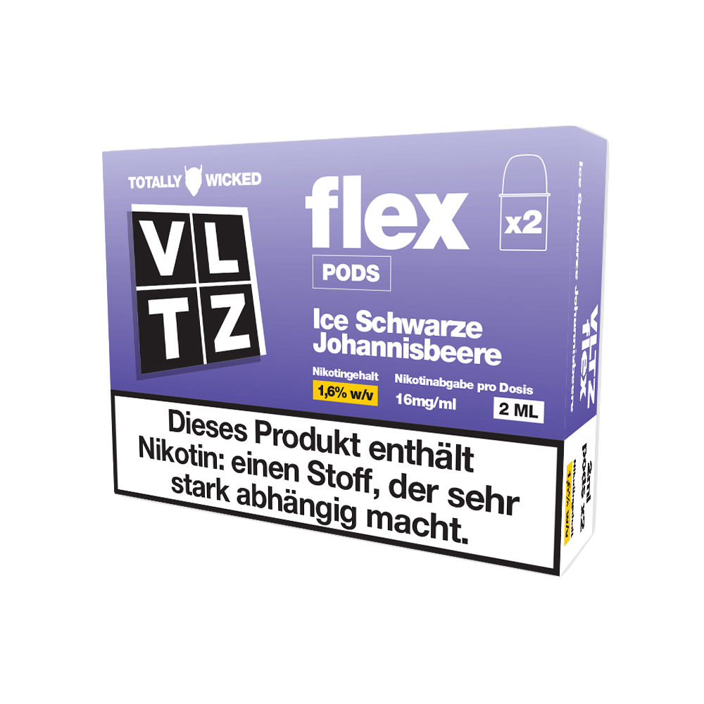 Totally Wicked VLTZ Flex Pod (2er Set) - Blackcurrant Ice (Schwarze Johannisbeere Menthol) Einweg Pod - System - 5056236015511 - VAPE DEALER