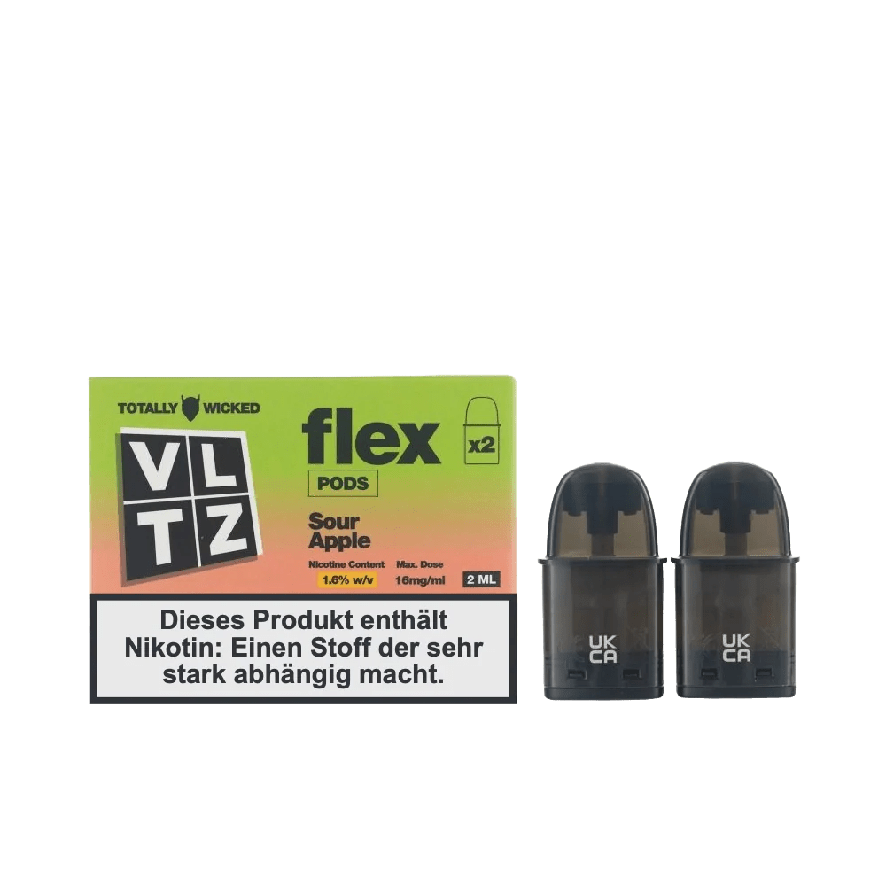 Totally Wicked VLTZ Flex Pod (2er Set) - Sour Apple (Saurer Apfel) Einweg Pod - System - 5056236012237 - VAPE DEALER