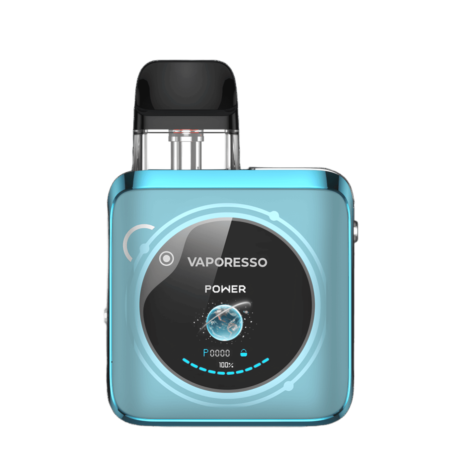 Vaporesso XROS 4 Nano Kit in Aquamarin, ein quadratisches Vape-Gerät mit schwarzem Kreis-Design und modernem Look. Ideal für nachhaltiges Dampfen.