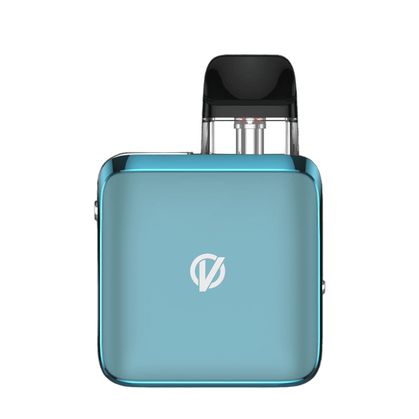 Vaporesso XROS 4 Nano Kit in Aquamarin, quadratisches Design mit schwarzem Deckel und silbernem Rand, ideal für nachhaltiges Dampfen.