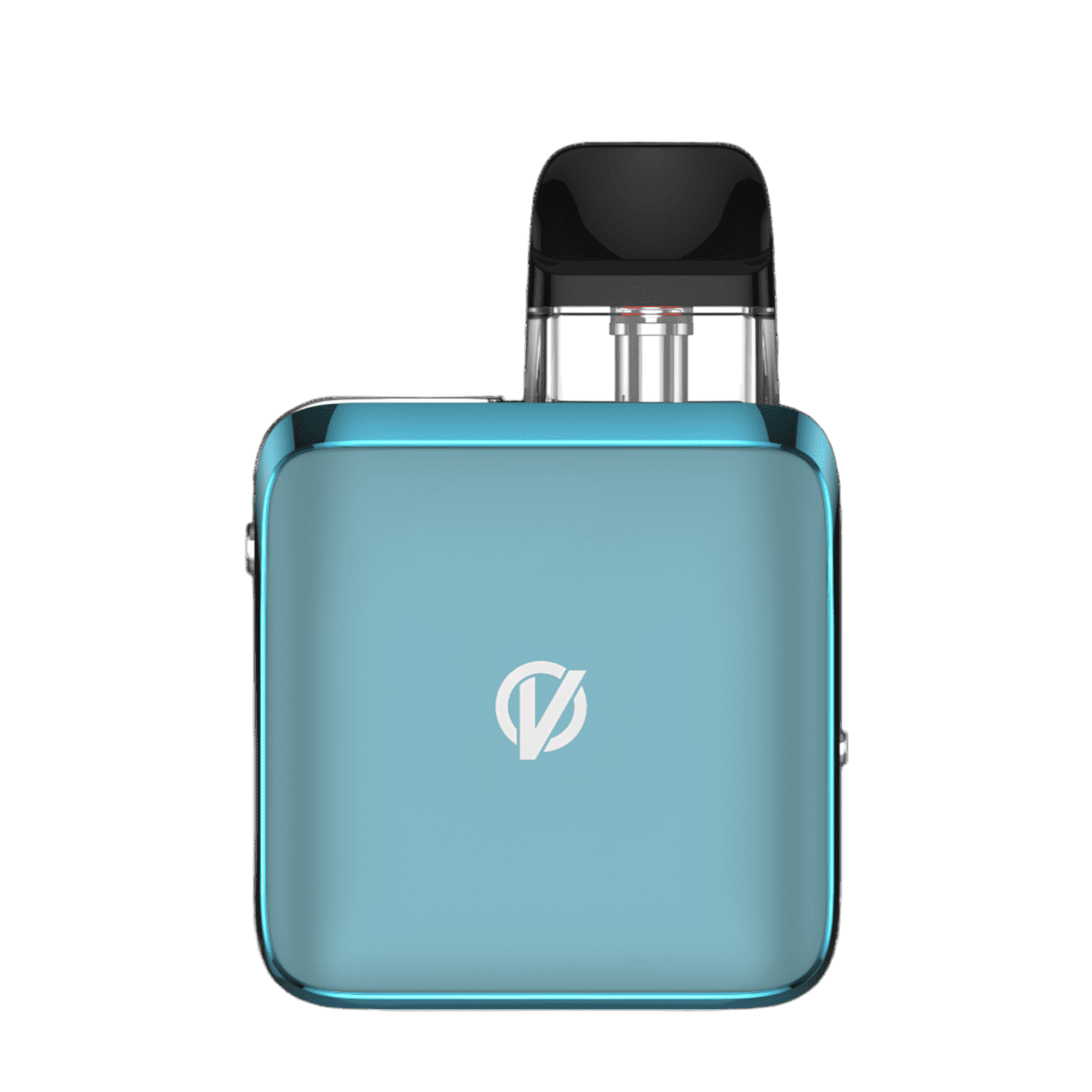 Vaporesso XROS 4 Nano Kit in Aquamarin, quadratisches Design mit schwarzem Deckel und silbernem Rand, ideal für nachhaltiges Dampfen.