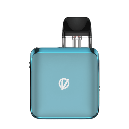 Vaporesso XROS 4 Nano Kit in Aquamarin, quadratisches Design mit schwarzem Deckel und silbernem Rand, ideal für nachhaltiges Dampfen.