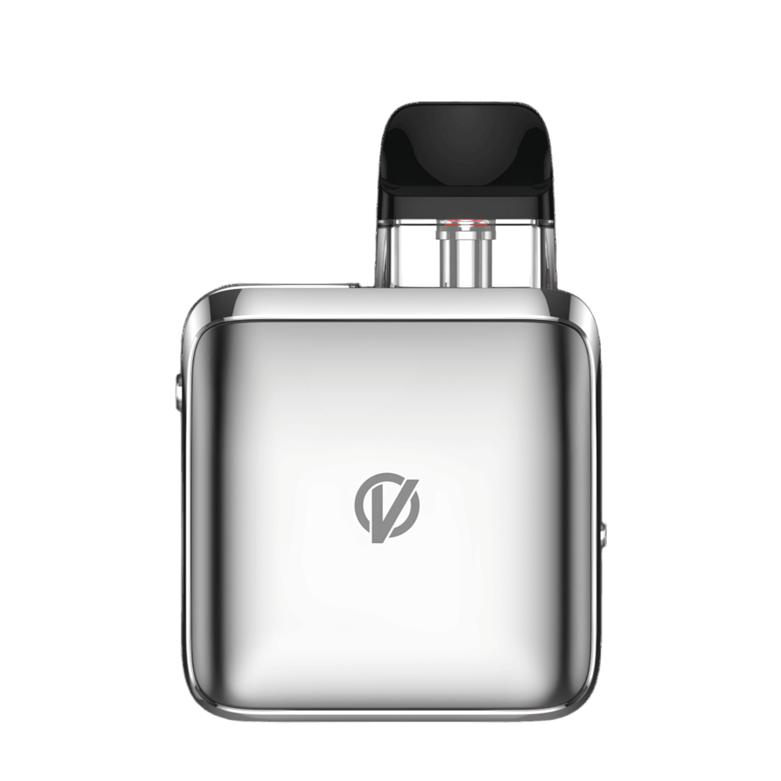 Vaporesso XROS 4 Nano Kit - Titanium Silver, quadratisches Design, schwarzer Deckel mit V Logo, elegantes Pod-System für nachhaltiges Dampfen.