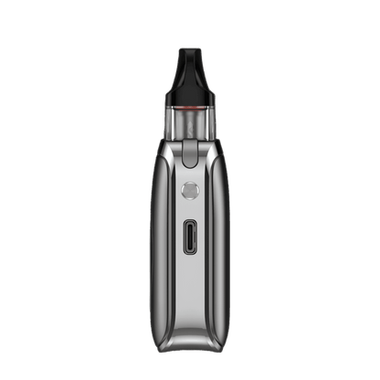 Vaporesso XROS 4 Nano Kit in Titan Silber, ein elegantes, silbernes Pod-System mit futuristischem Design, ideal für umweltbewusstes Dampfen.