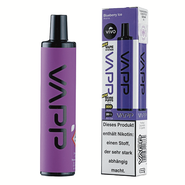 Vivo Vapp 800 - Blueberry Ice (Blaubeere Menthol) Einweg - Vape - 5904183118864 - VAPE DEALER