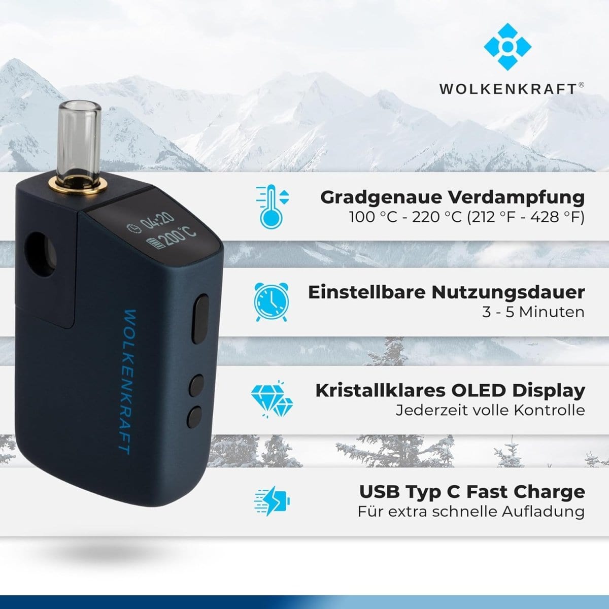 Wolkenkraft FX Mini Ultra Vaporizer - Night Blue (Dunkelblau) Vaporizer - VAPE DEALER