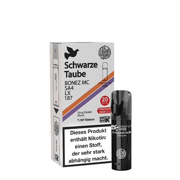 187 Tobacco 187 Pod (1er Set) - AMG Schwarze Taube (Traube Menthol) Einweg Pod-System - EAN 4262435961851 - von vape-dealer.de