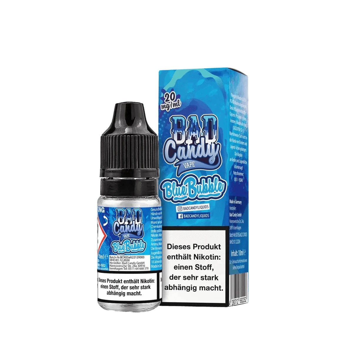 Bad Candy Liquids Bad Candy Liquid - Blue Bubble (Blaubeer - Kaugummi - Johannisbeer - Limonade) 2% Nikotinsalz Liquid - 4260712691255 - VAPE DEALER