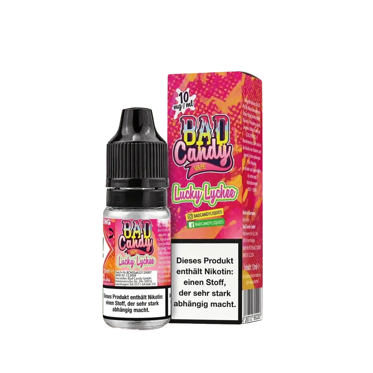 Bad Candy Liquids Bad Candy Liquid - Lucky Lychee (Litschi Maracuja Zitrone Menthol) 1% Nikotinsalz Liquid - 4260712692429 - VAPE DEALER