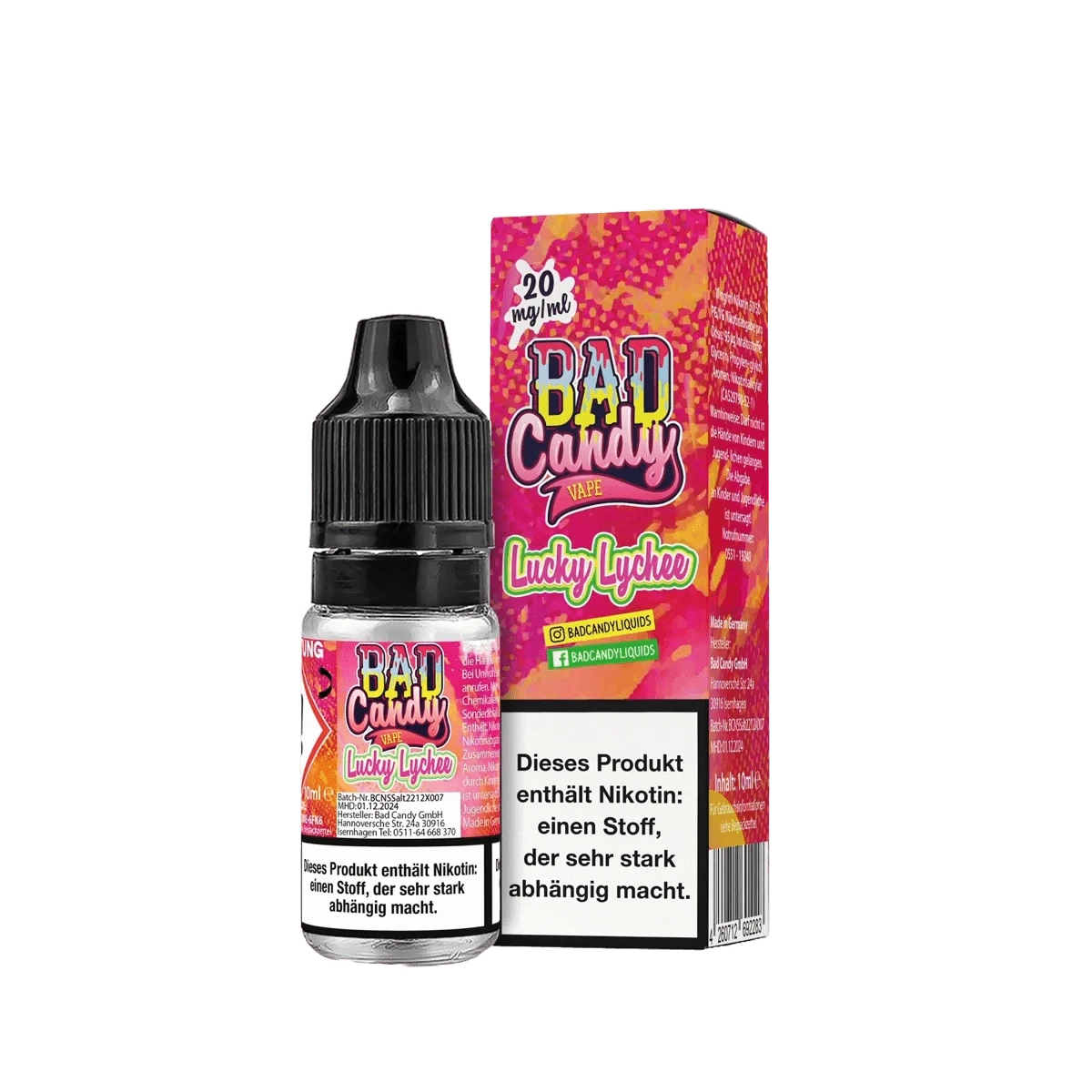 Bad Candy Liquids Bad Candy Liquid - Lucky Lychee (Litschi Maracuja Zitrone Menthol) 2% Nikotinsalz Liquid - 4260712691286 - VAPE DEALER