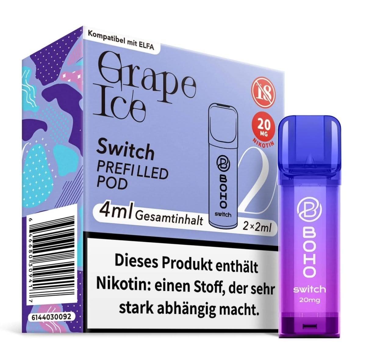 Vape’Ger Boho Switch Pod (2er Set) - Grape Ice (Traube Menthol) Einweg Pod - System - 646680309417 - VAPE DEALER