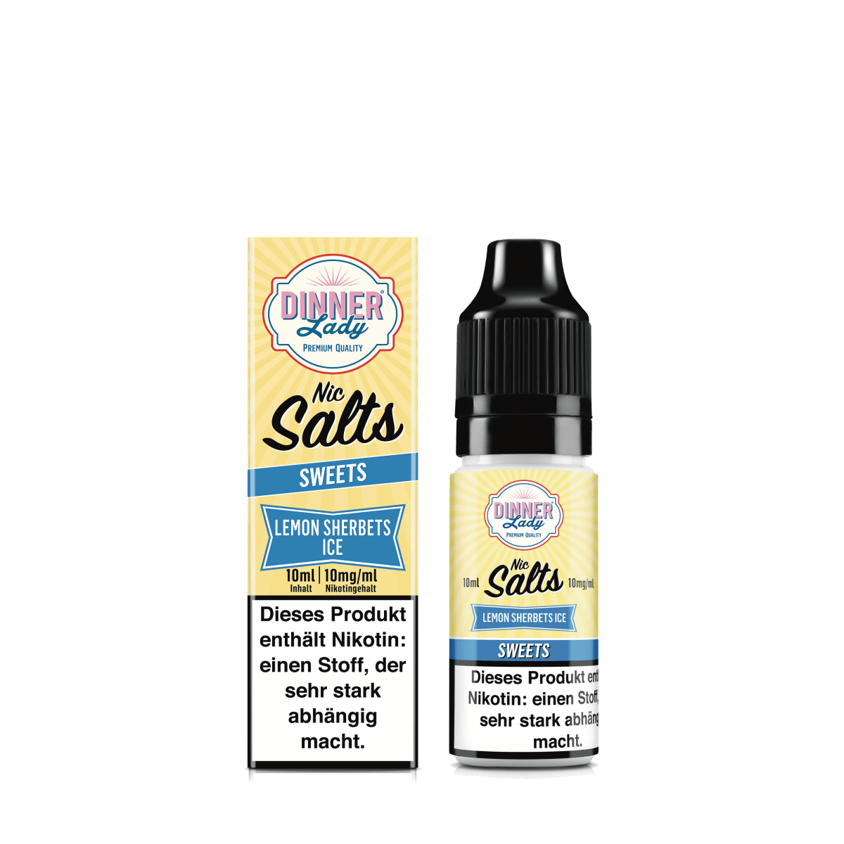 Dinner Lady Nic Salts - Lemon Sherbets Ice (Zitronen Brausepulver Menthol) 1% Nikotinsalz Liquid - 5059362275002 - VAPE DEALER