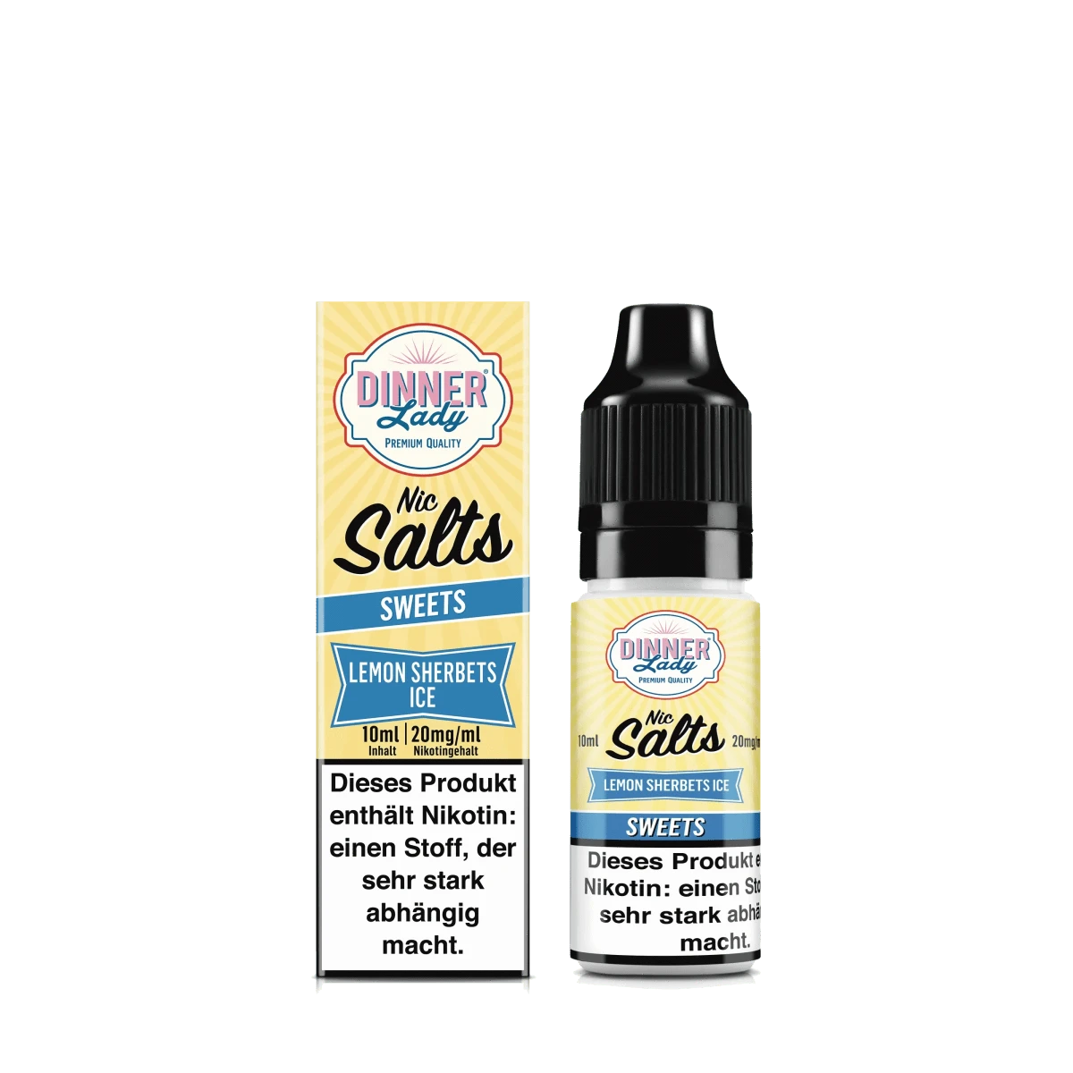 Dinner Lady Nic Salts - Lemon Sherbets Ice (Zitronen Brausepulver Menthol) 2% Nikotinsalz Liquid - 5059362275200 - VAPE DEALER