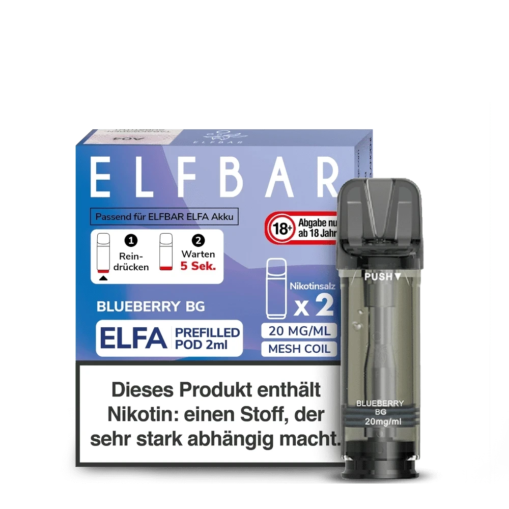 Elf Bar Elfa Pod (2er Set) - Blueberry BG (Blaubeere Kaugummi) Einweg Pod - System - 4260769638845 - VAPE DEALER