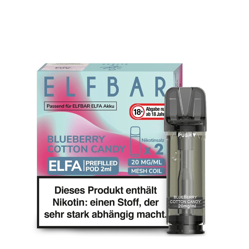 Elf Bar Elfa Pod (2er Set) - Blueberry Cotton Candy (Blaubeere Zuckerwatte) Einweg Pod - System - 4260769638906 - VAPE DEALER