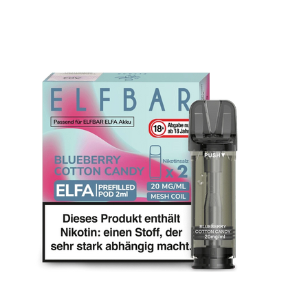 Elf Bar Elfa Pod (2er Set) - Blueberry Cotton Candy (Blaubeere Zuckerwatte) Einweg Pod - System - 4260769638906 - VAPE DEALER