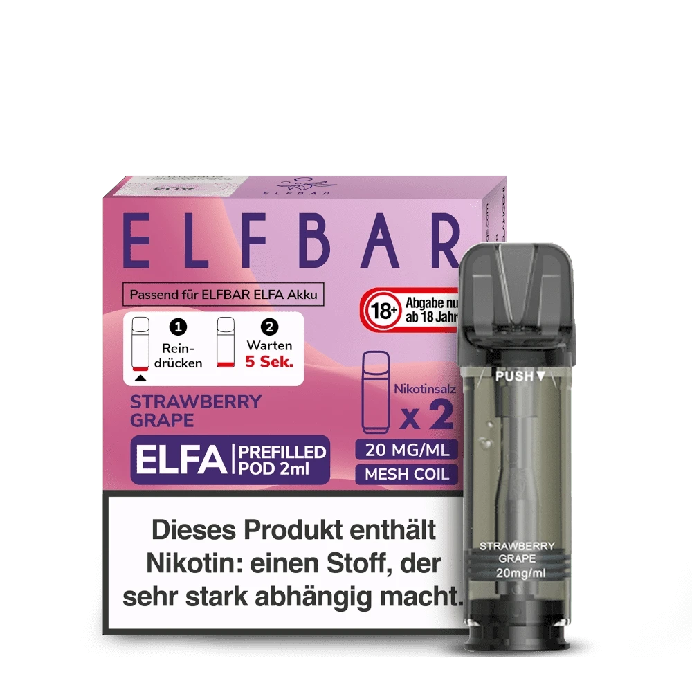 Elf Bar Elfa Pod (2er Set) - Strawberry Grape (Erdbeere Traube) Einweg Pod - System - 4260769638890 - VAPE DEALER