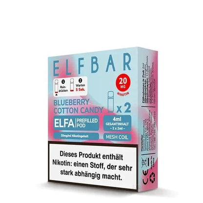 Elf Bar Elfa Pod (2er Set) - Blueberry Cotton Candy (Blaubeere Zuckerwatte) Einweg Pod - System - 4260769638906 - VAPE DEALER