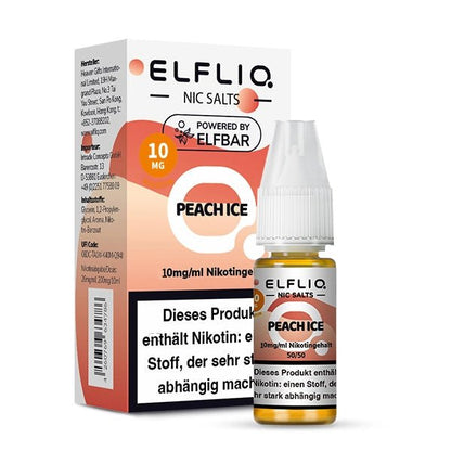 Elf Bar Elfliq - Peach Ice (Pfirsich Menthol) 1% Nikotinsalz Liquid - EAN 4262403387508 - von vape-dealer.de
