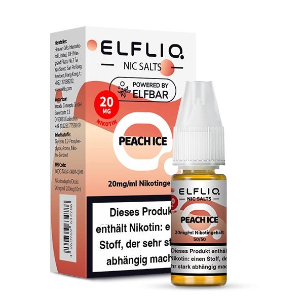 Elf Bar Elfliq - Peach Ice (Pfirsich Menthol) 2% Nikotinsalz Liquid - EAN 4262403382619 - von vape-dealer.de