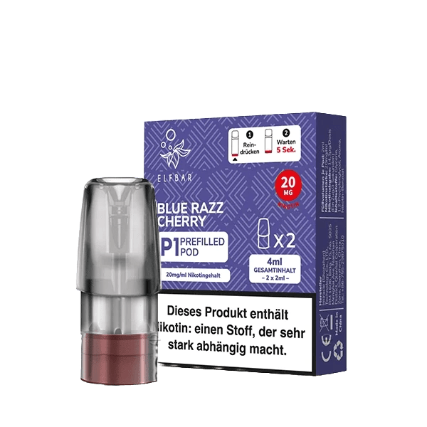 Elf Bar Mate 500 P1 Pod (2er Set) - Blue Razz Cherry (Blaubeere Himbeere Kirsche) Einweg Pod - System - 4262423770052 - VAPE DEALER