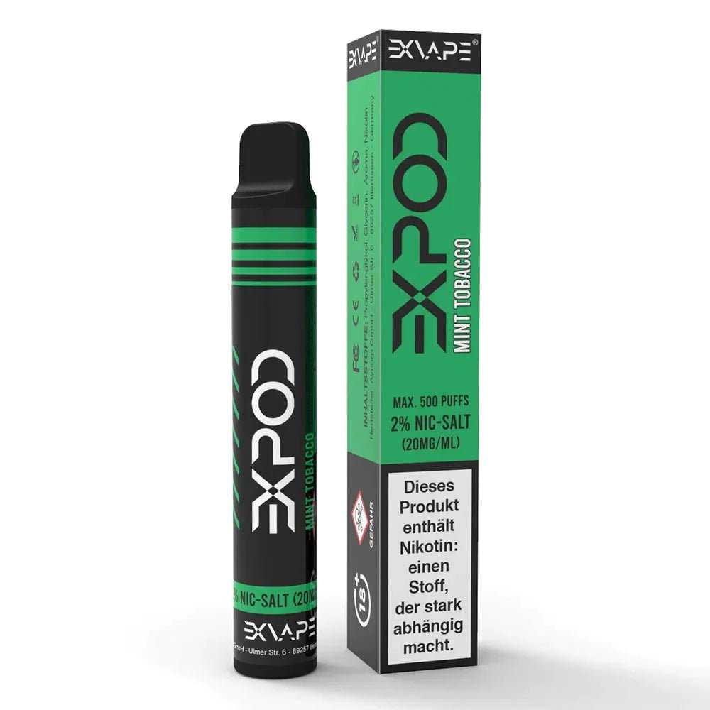 exVape eXpod - Mint Tobacco (Minze Tabak) Einweg-Vape - EAN 4260583882684 - von vape-dealer.de