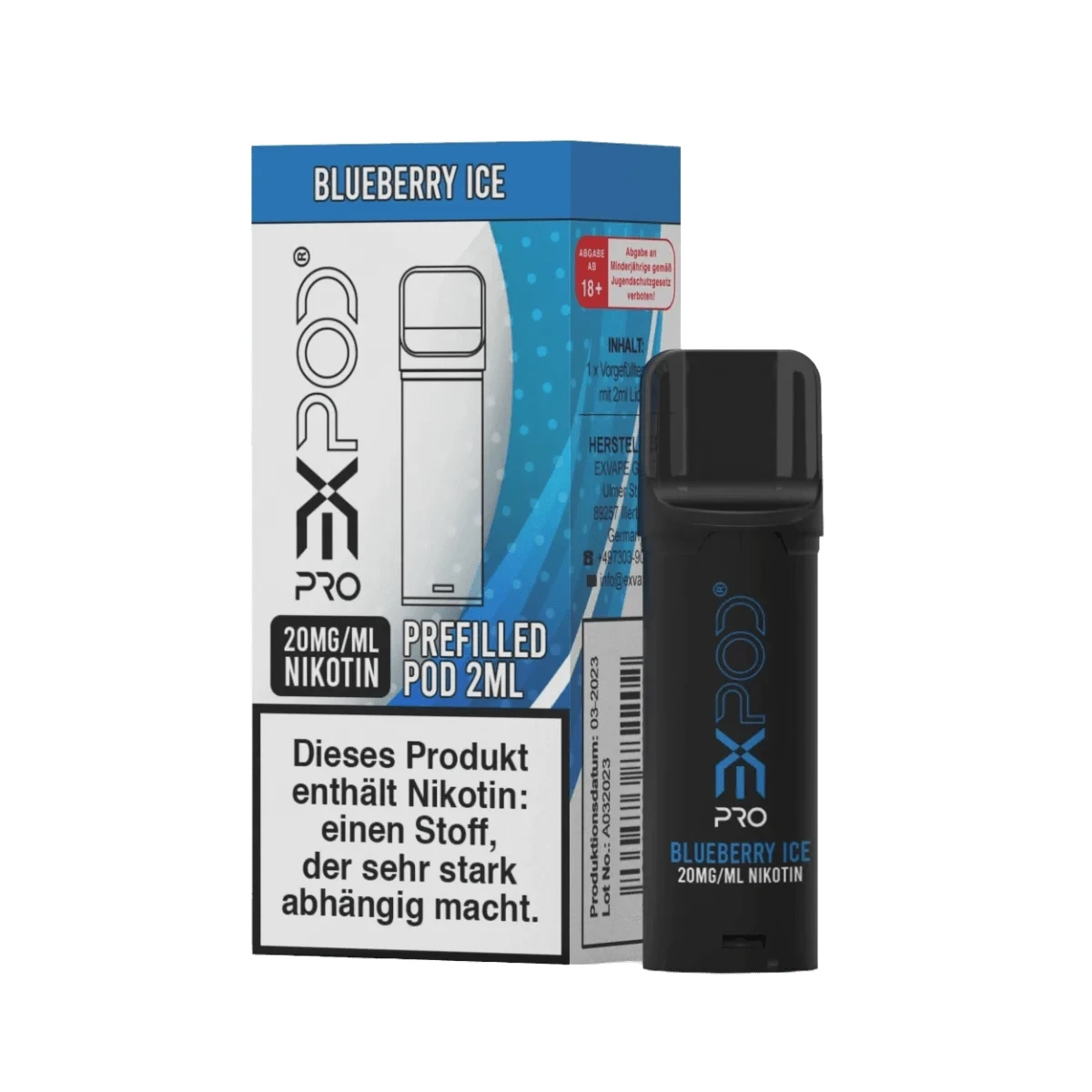 exVape eXpod Pro Pod (1er) - Blueberry Ice (Blaubeere Menthol) Einweg Pod - System - 4260583884312 - VAPE DEALER