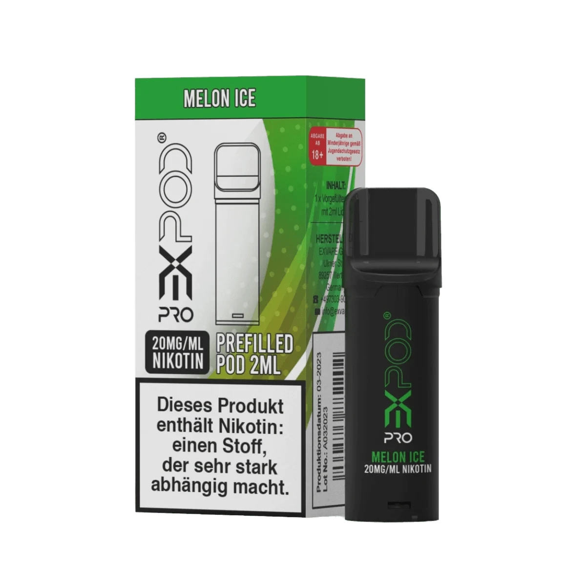 exVape eXpod Pro Pod (1er) - Melon Ice (Melone Menthol) Einweg Pod - System - 4260583884343 - VAPE DEALER