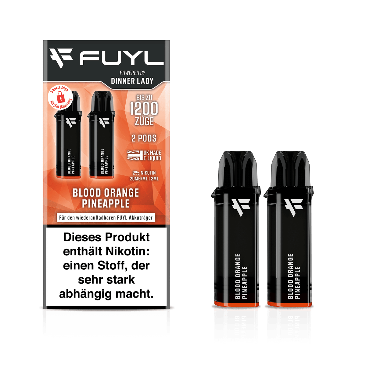 Dinner Lady Fuyl Pod (2er Set) - Blood Orange Pineapple (Blutorange Ananas) Einweg Pod-System - EAN 5059362621571 - von vape-dealer.de