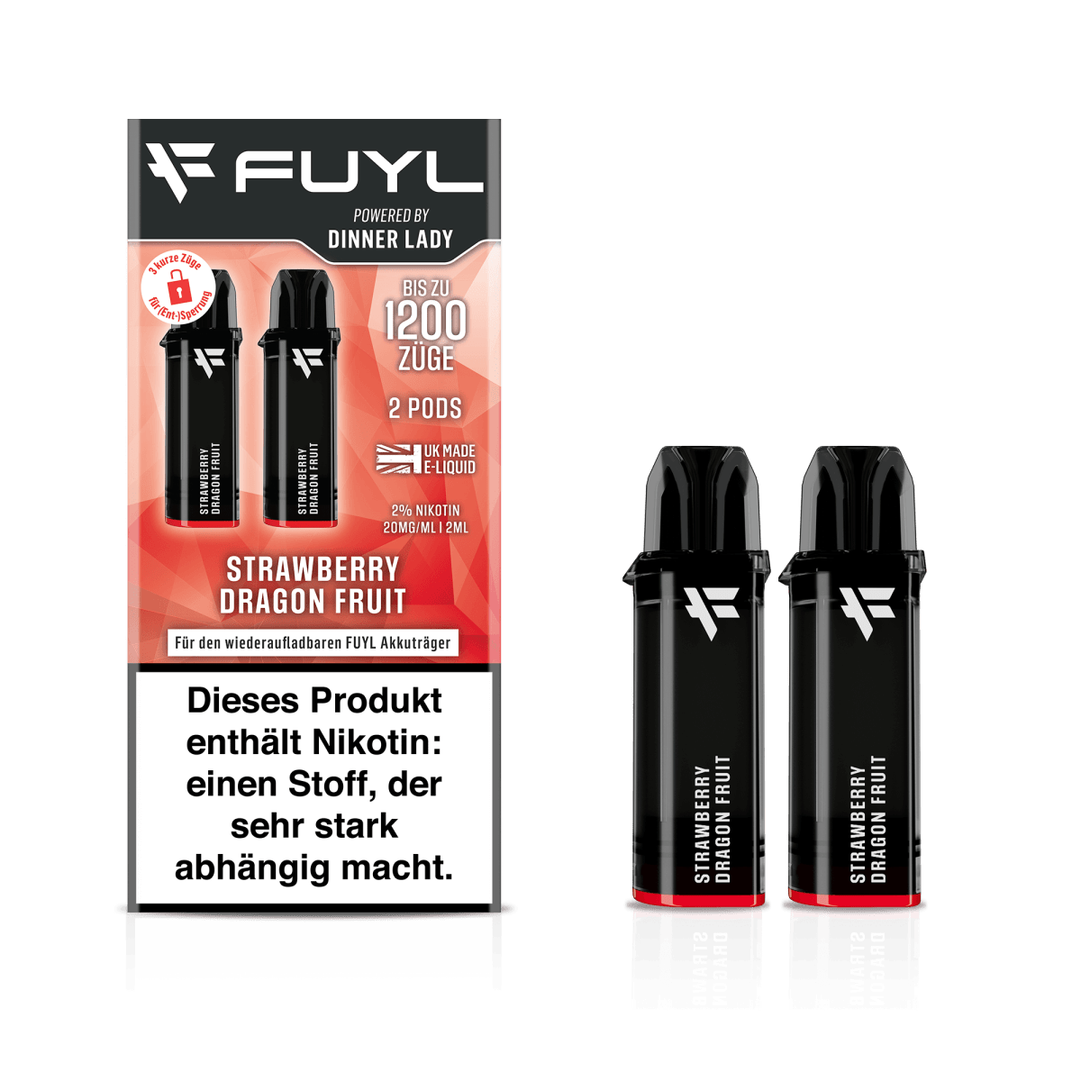 Dinner Lady Fuyl Pod (2er Set) - Strawberry Dragonfruit (Erdbeere Drachenfrucht) Einweg Pod - System - 5059362621632 - VAPE DEALER