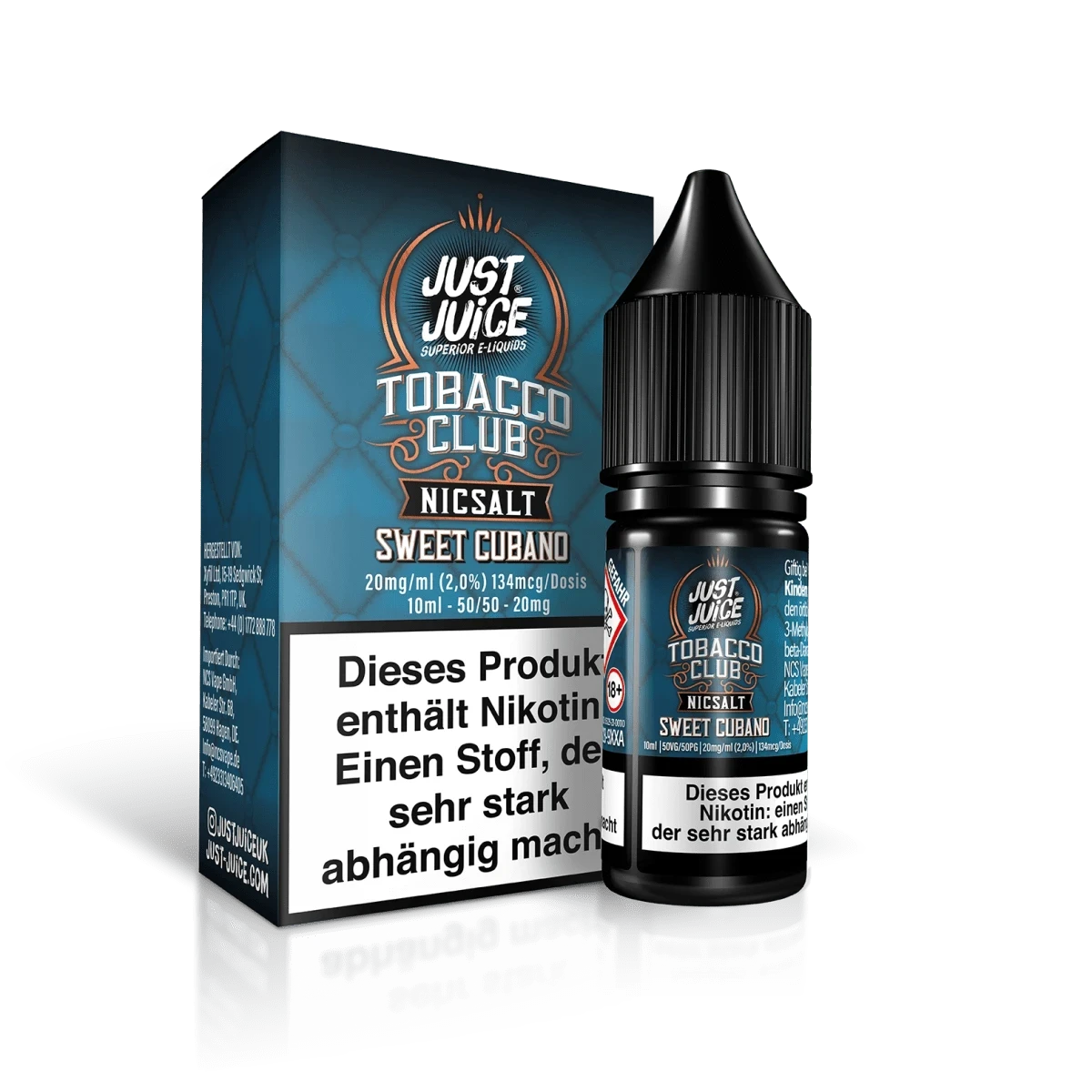 Venturo Just Juice - Tobacco Club Sweet Cubano (Süßer Zigarrentabak) 2% Nikotinsalz Liquid - 4262394728649 - VAPE DEALER