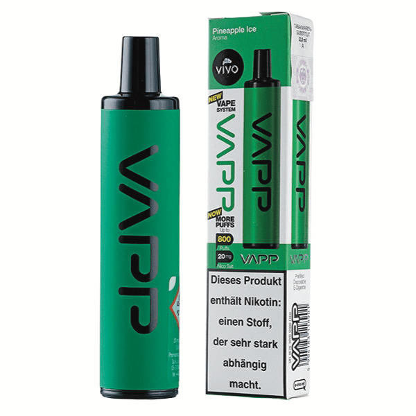 Vivo Vapp 800 - Pineapple Ice (Ananas Menthol) Einweg - Vape - 5904183118901 - VAPE DEALER